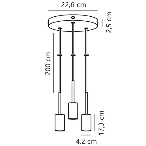 Suspension Paco 3-spot Métal Laiton, H.17.3 - Ip20 - E27 / Intérieur
