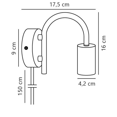 Applique Murale Paco Métal Noir, H.16 - Ip20 - E27 / Intérieur