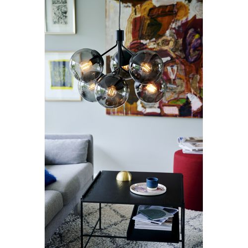 Suspension Ivona 6-spot Verrerie Noir, H.44.5 - Ip20 - E27 / Intérieur