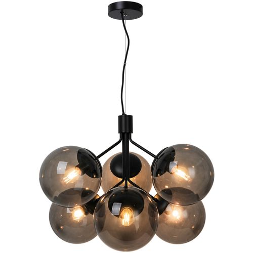Suspension Ivona 6-spot Verrerie Noir, H.44.5 - Ip20 - E27 / Intérieur