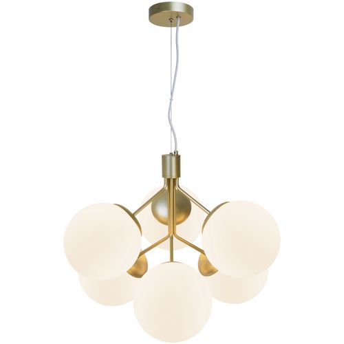 Suspension Ivona 6-spot Verrerie Laiton, H.44.5 - Ip20 - E27 / Intérieur