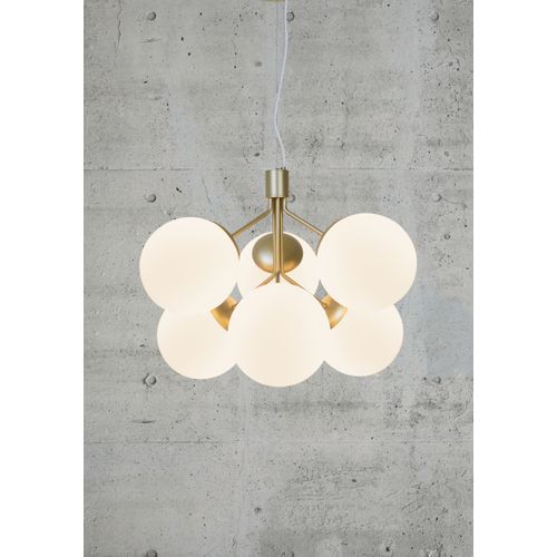 Suspension Ivona 6-spot Verrerie Laiton, H.44.5 - Ip20 - E27 / Intérieur