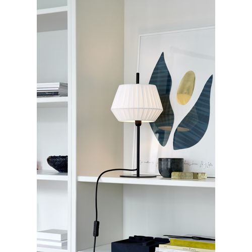 Lampe à Poser Dicte Textile Blanc, H.42.5 - Ip20 - E14 / Intérieur