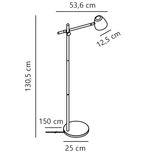 Lampadaire Theo Métal Noir, H.130.5 - Ip20 - Gu10 / Intérieur