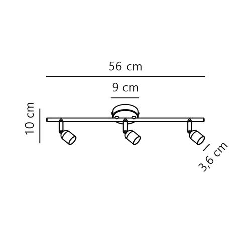 Spot Avenue 3-rail Métal Acier Brossé, H.10 - Ip20 - Gu10 / Intérieur