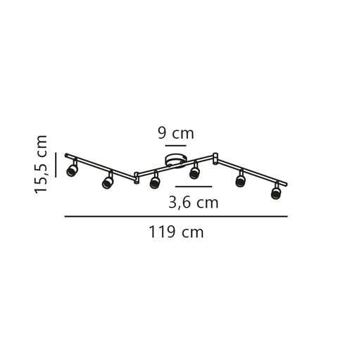 Spot Avenue 6-rail Métal Acier Brossé, H.15.5 - Ip20 - Gu10 / Intérieur