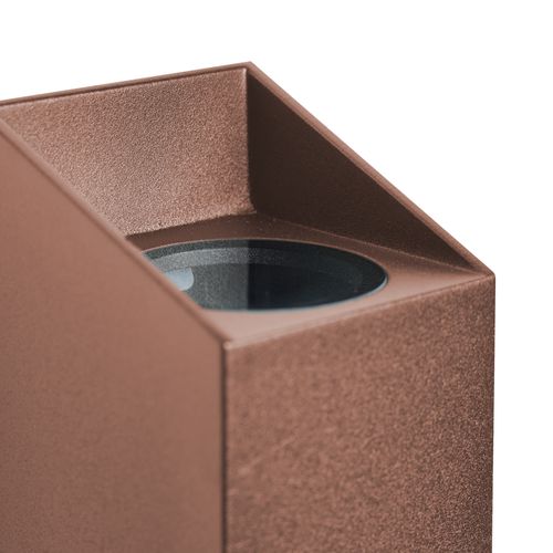 Applique Murale Nico Square 22 Aluminium Couleur Rouille, H.23.5 - Ip54 - Gu10 / Extérieur