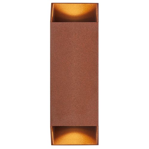 Applique Murale Nico Square 22 Aluminium Couleur Rouille, H.23.5 - Ip54 - Gu10 / Extérieur