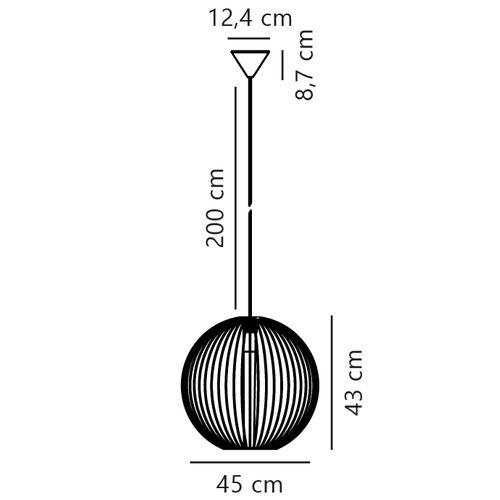 Suspension Beroni 45 Métal Noir, H.43 - Ip20 - E27 / Intérieur