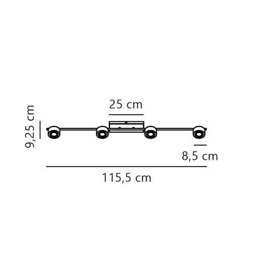 Spot Clyde 4-rail Métal Noir, H.10 - Ip20 - LED Module / Intérieur