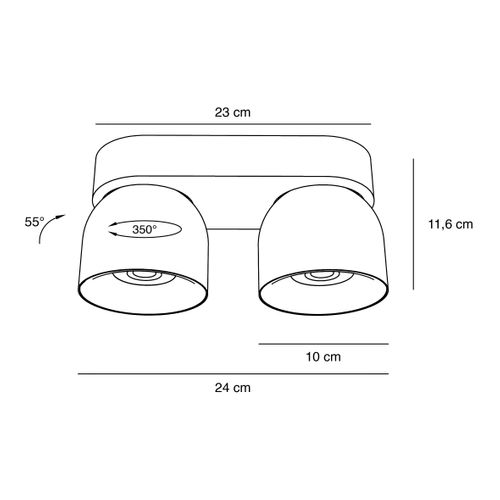 Spot Pitcher  2- Spot Métal Noir, H.11.6 - Ip20 - Gu10 / Intérieur