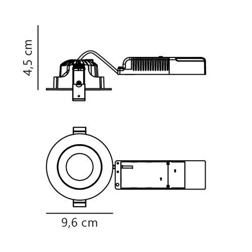 Spot Encastré Aliki Aluminium Noir, H.4.5 - Ip44 - LED Module / Intérieur