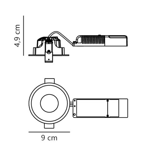 Spot Encastré Albric Aluminium Noir, H.4.9 - Ip44 - LED Module / Intérieur