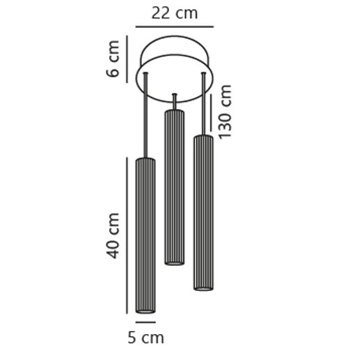 Suspension Vico 3-rondel Métal Noir, H.40 - Ip20 - Gu10 / Intérieur