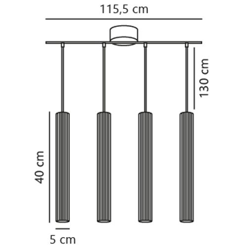 Suspension Vico 4-rail Métal Noir, H.40 - Ip20 - Gu10 / Intérieur