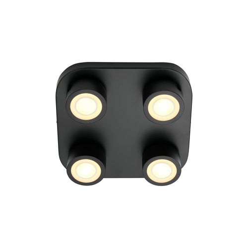 Plafonnier Clyde 4-spot Métal Noir, H.7.5 - Ip20 - LED Module / Intérieur