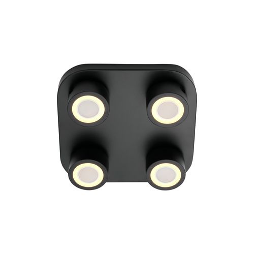 Plafonnier Clyde 4-spot Métal Noir, H.7.5 - Ip20 - LED Module / Intérieur