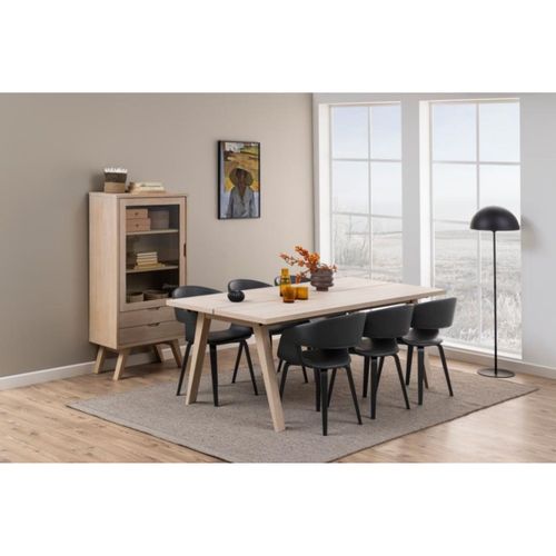 Vitrine Scandinave En Bois 2 Tiroirs 1 Porte En Verre - Alisia