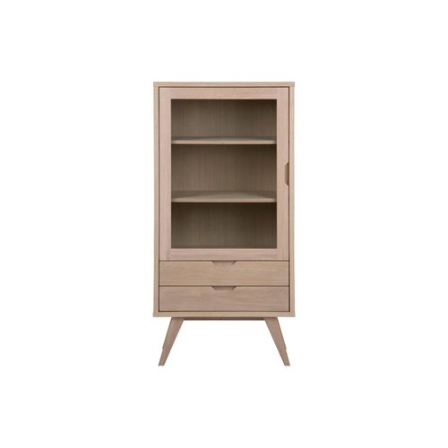 Vitrine Scandinave En Bois 2 Tiroirs 1 Porte En Verre - Alisia