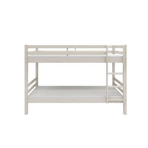 Lits Superposés Séparables Enfant - 2x90x200 Cm - Pin Massif Blanc - Sommier Inclus - Ando