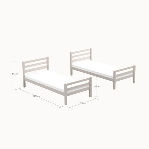 Lits Superposés Séparables Enfant - 2x90x200 Cm - Pin Massif Blanc - Sommier Inclus - Ando