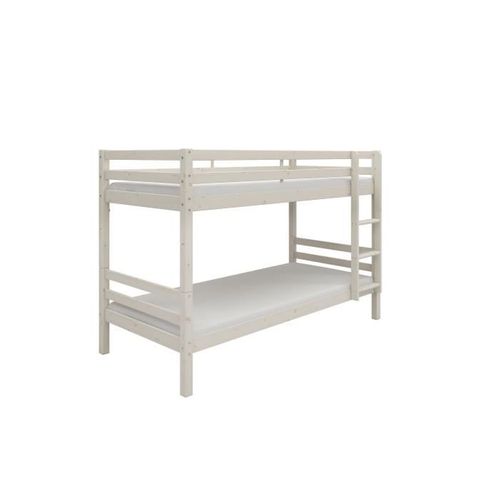 Lits Superposés Séparables Enfant - 2x90x200 Cm - Pin Massif Blanc - Sommier Inclus - Ando