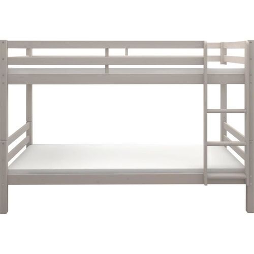 Lits Superposés Séparables Enfant - 2x90x200 Cm - Pin Massif Gris Clair - Sommier Inclus - Ando