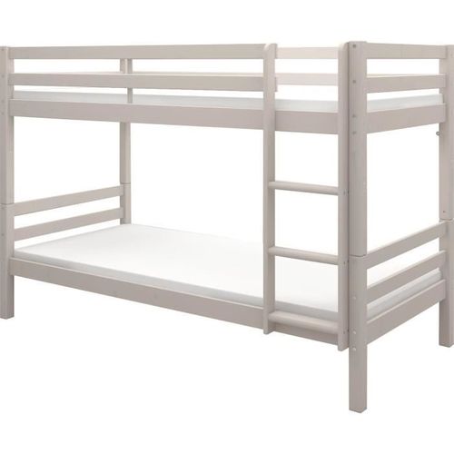 Lits Superposés Séparables Enfant - 2x90x200 Cm - Pin Massif Gris Clair - Sommier Inclus - Ando