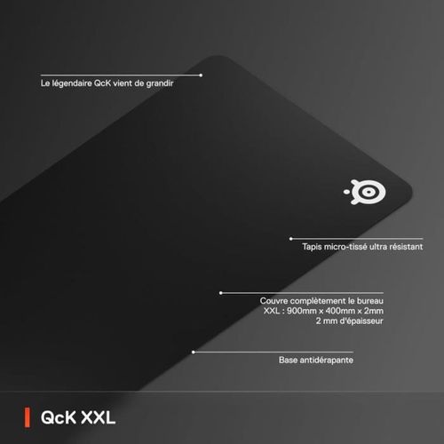 Tapis De Souris Gaming - Qck XXL - Avec Surface Micro Tissée - 900 X 400 Mm X 2 Mm - Noir