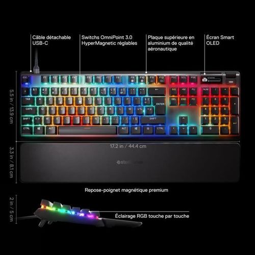 Clavier Gamer Mécanique Filaire - Apex Pro Gen 3 - Noir