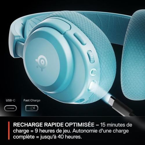 Casque Gaming Sans Fil - Arctis Nova 3pw - Autonomie 40h - Bluetooth + 2,4 Ghz - Couleur Bleu Ciel
