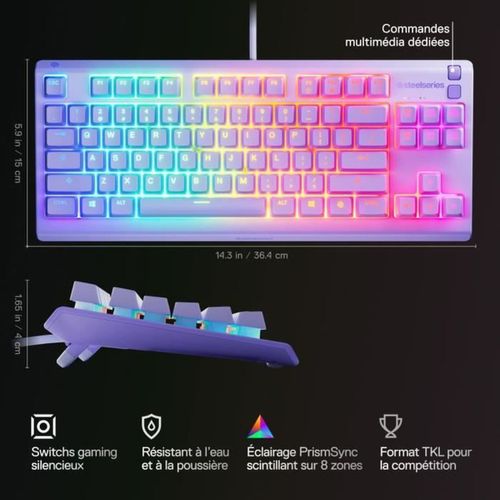 Clavier Gaming Filaire - Apex 3 Tkl - Azerty - Lavande
