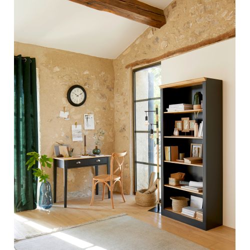 Bibliothèque HAMPTON noir et pin massif