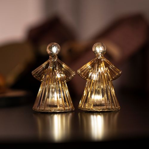 Ange Lumineux Alberte 10cm LED Lot De 2 Ambre