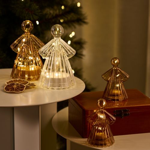 Ange Lumineux Alberte 10cm LED Lot De 2 Ambre