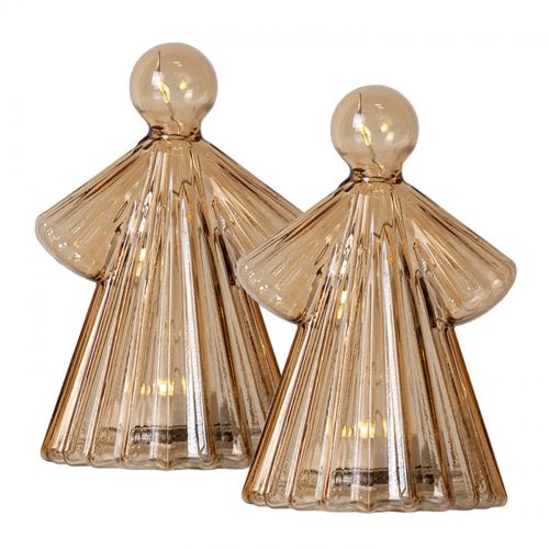 Ange Lumineux Alberte 10cm LED Lot De 2 Ambre