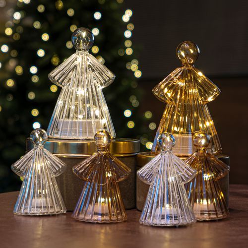 Ange Lumineux Alberte 10cm LED Lot De 2 Ambre