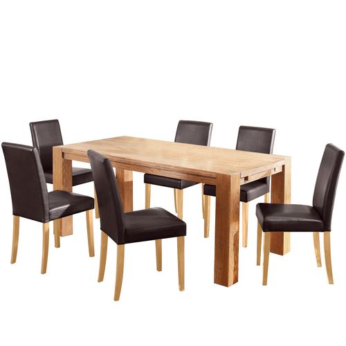 Lucca-ensemble De 2 Chaises De Salle à Manger En Pu Marron Avec Pieds En Pin Naturel