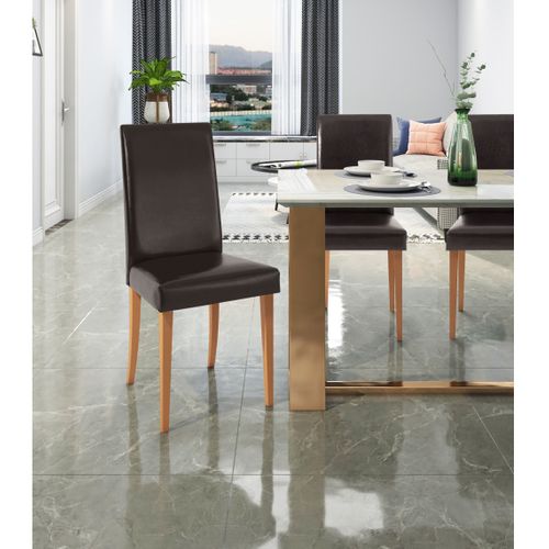 Lucca-ensemble De 2 Chaises De Salle à Manger En Pu Marron Avec Pieds En Pin Naturel