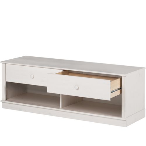 Anita-meuble Bas à 2 Tiroirs En Pin Blanc
