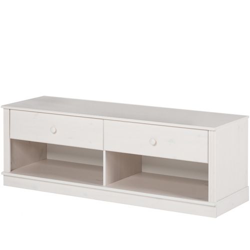 Anita-meuble Bas à 2 Tiroirs En Pin Blanc