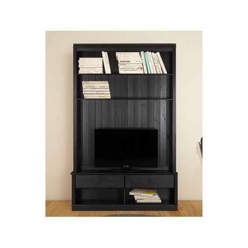 Anita-bibliothèque Transformée En Meuble Bas Avec 2 Tiroirs Couleur Pin Brun