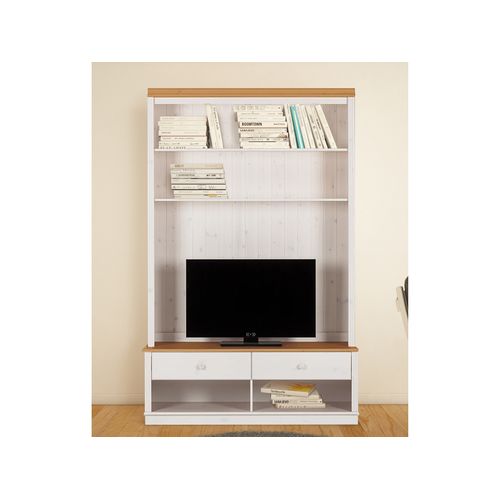 Anita-bibliothèque Transformée En Meuble Bas Avec 2 Tiroirs En Pin Blanc