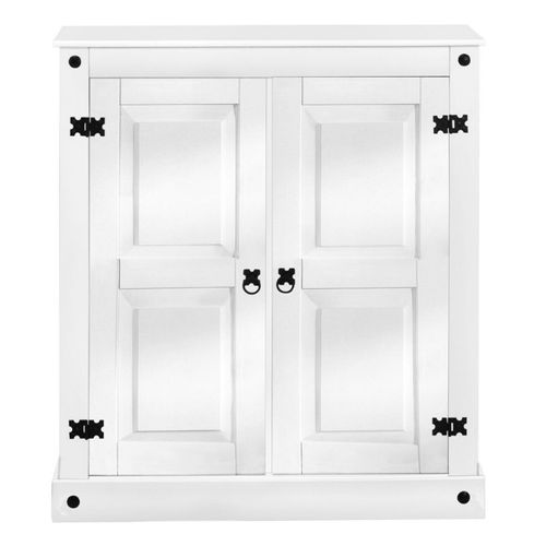 Mexico - Buffet Avec 2 Portes En Pin Laqué Blanc