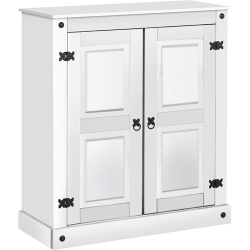 Mexico - Buffet Avec 2 Portes En Pin Laqué Blanc