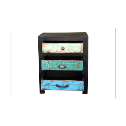 Invi-commode à 3 Tiroirs En Bois De Manguier Brun