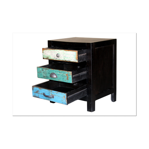 Invi-commode à 3 Tiroirs En Bois De Manguier Brun