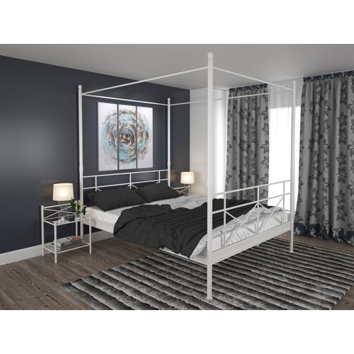 Thora-lit à Baldaquin 160x200 Cm En Blanc