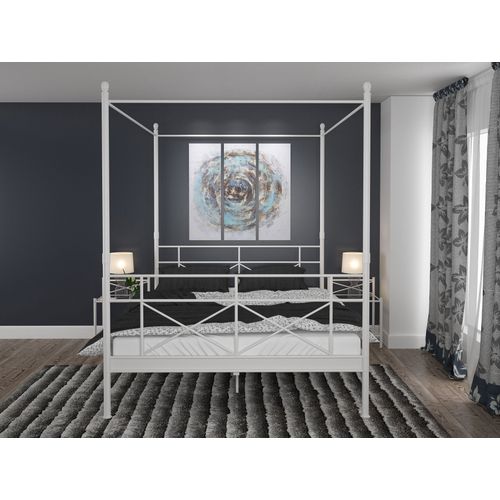 Thora-lit à Baldaquin 180x200 Cm En Métal Blanc