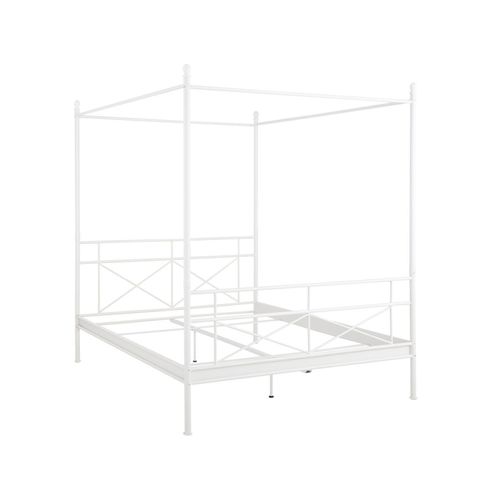 Thora-lit à Baldaquin 180x200 Cm En Métal Blanc